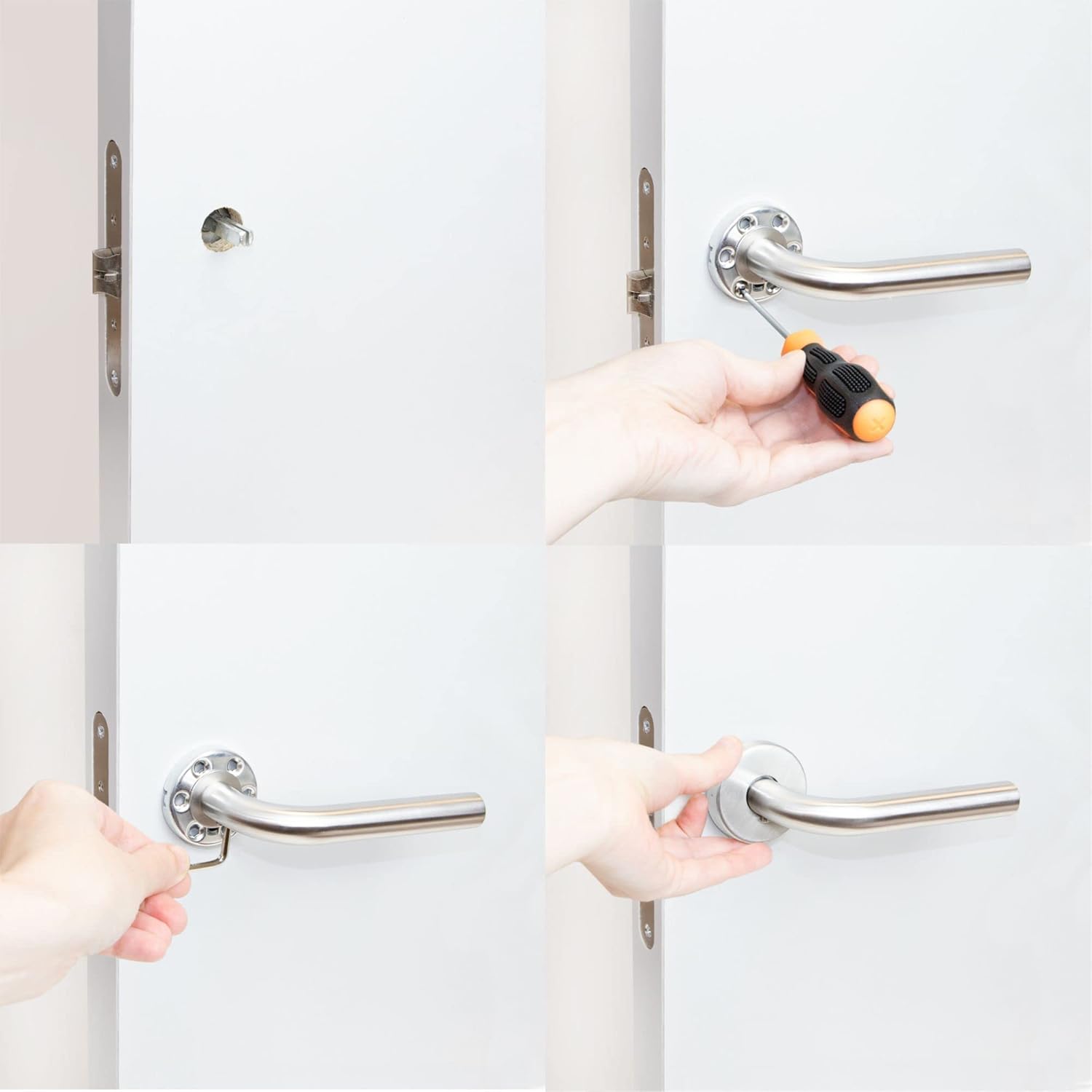 Jdel Stainless Steel Round Rosette Door Handle Set