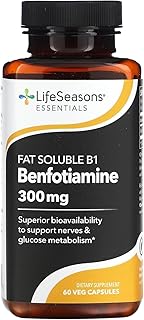LifeSeasons Benfotiamine 300 mg per 2 Capsules – High‑Absorption Fat‑Soluble Vitamin B1 Supplement for Nerve & Metabolic Support, Cognitive & Circulatory Health – 60 Vegan Capsules
