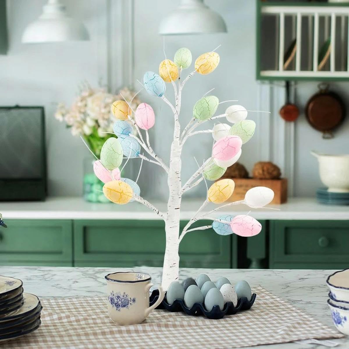 Decorazione pasquale 60 cm Betulla Casa di Pasqua Luce Regalo Festa di primavera Ornamenti da tavolo Luce Festa di Pasqua Regali per bambini-60CM A