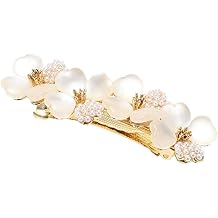VOCOSTE Rhinestone Hair Barrettes, Flower Hairpin, Champagne | French Style, Small and Exquisite, Secure Hold Without Slipping, Smooth Edges Prevent Snags, Lightweight for All-Day Comfort
