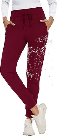 CAMPSNAIL Fleece Lined Joggers Women - Water Resistant Thermal Winter Sweatpants Running Hiking Yoga with Pockets