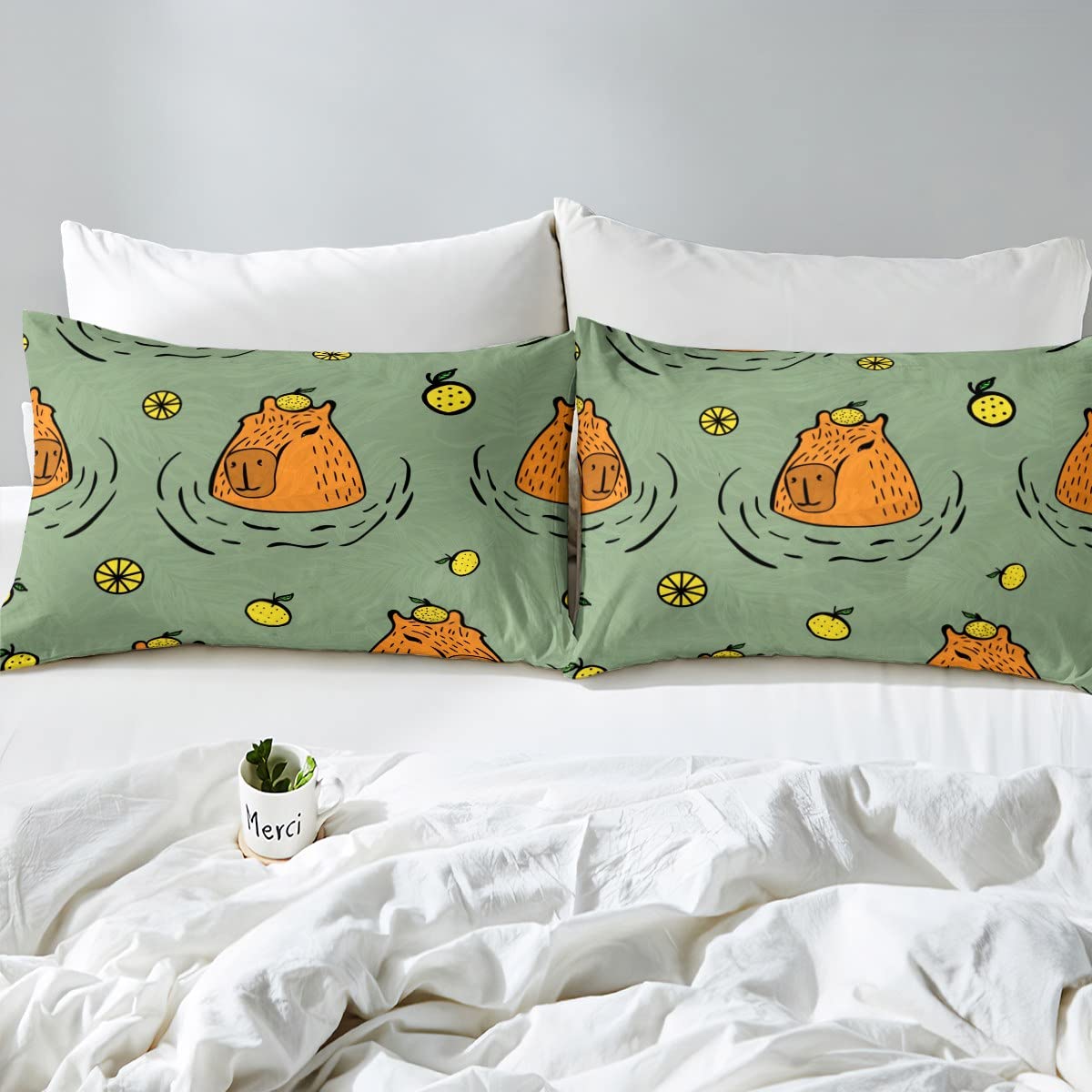 Manfei Cute Capybara Duvet Cover Set Single Size, South America Animal Comforter Cover with 1 Pillowcase - Image 4