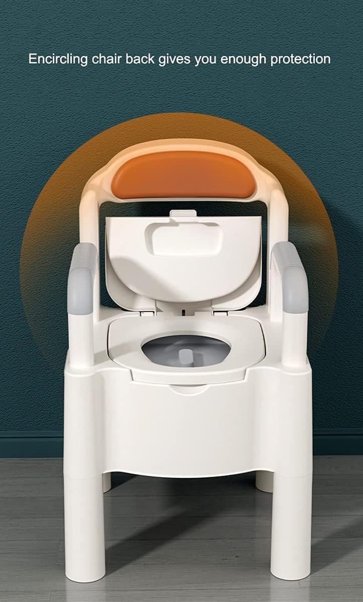 Adjustable Bedside Commode Chair for Adults - Portable Toilet with Detachable Armrests & Tissue Holder, Ideal for Pregnant & Handicap Use, Khaki Color