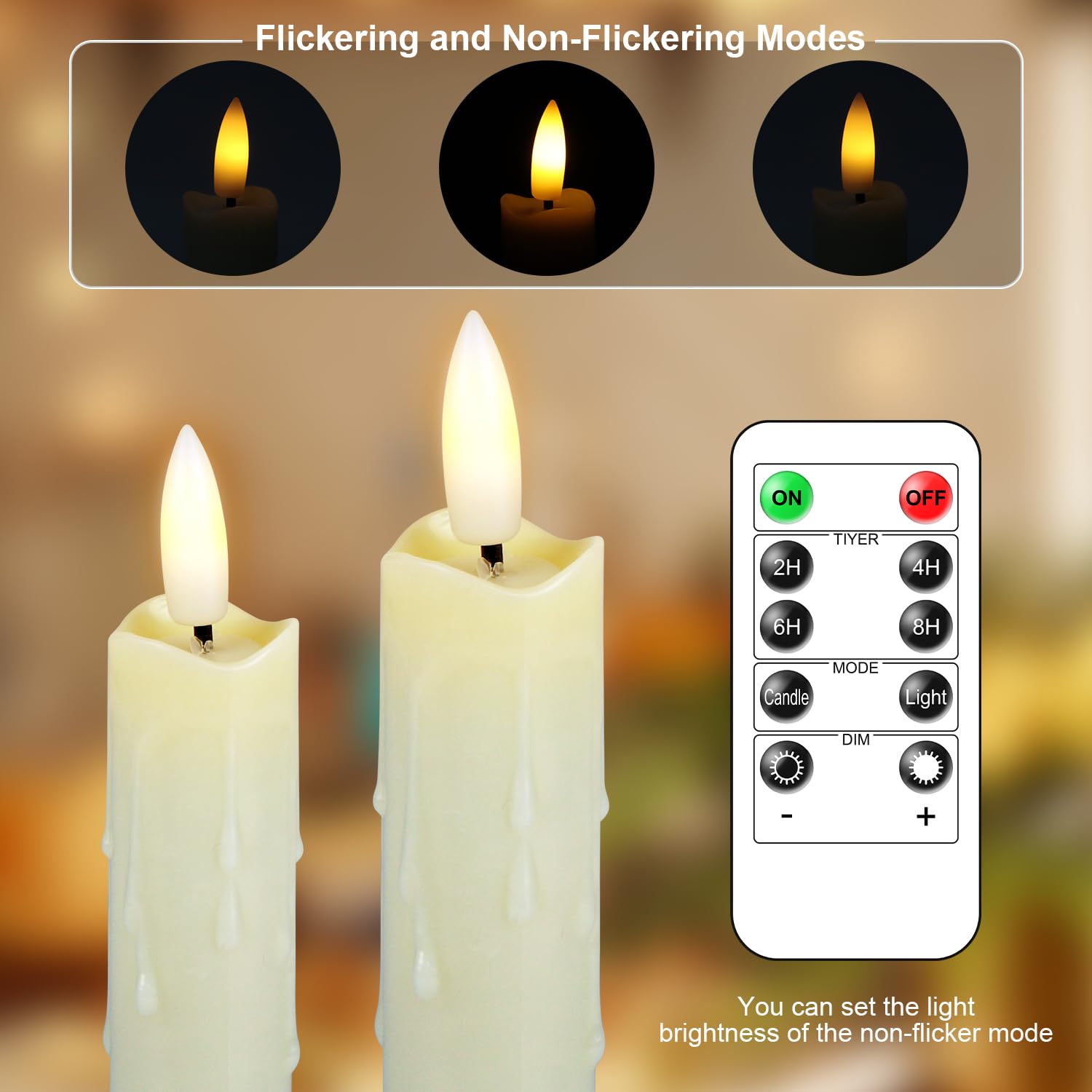 H & S Collection Bougie LED, Avec Télécommande Et Minuterie, Ivoire, à Piles, Lot De 4