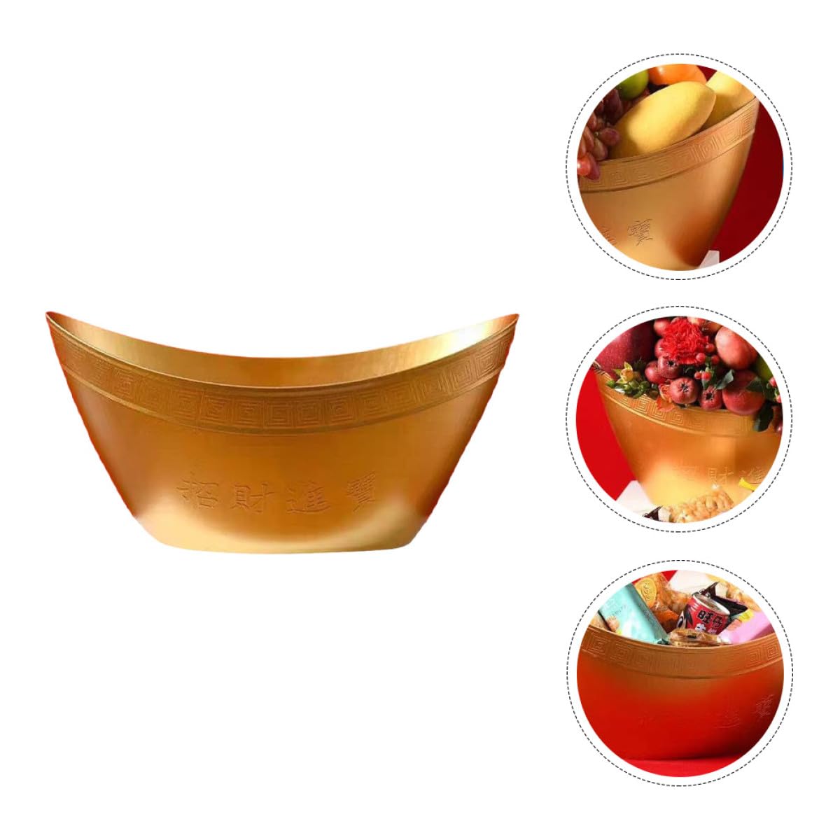 Eleganter Goldener Ingot Form Geschenkbox Eimer für Neujahrsdekoration Multifunktionaler Behälter für Blumen Früchte Süßigkeiten Kompakter Aufbewahrungskorb für Zuhause und Party