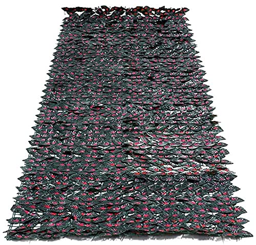Haie artificielle extensible - Treillage de feuilles vertes réalistes pour protection de la vie privée - Pour jardin - Verdissement paysager - 1 x 3 m - Revêtement de clôture synthétique durable