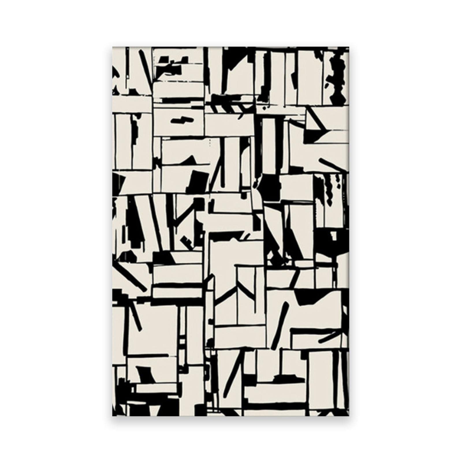 IKYE Art mural sur toile. Affiches et impressions en noir et blanc de style industriel. Tableaux abstraits modernes d'art de mur pour le décor de salon 30x48cm (11.8x18.9in) sans cadre