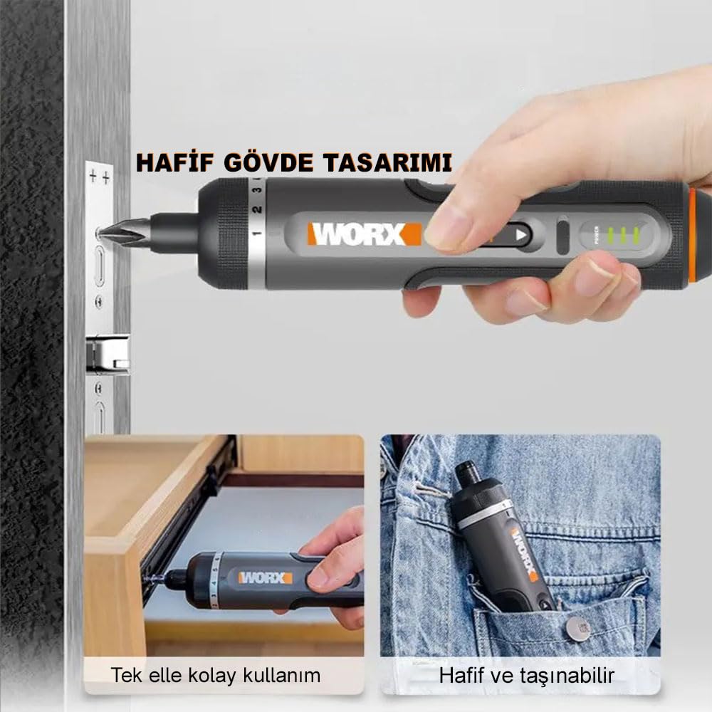 WORX WX242 Akku-Schraubendreher 4V + 30 Bits