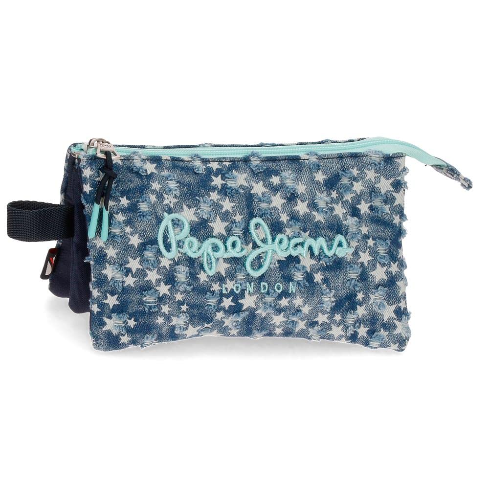 Pepe Jeans Denim Star Estuche Triple Azul 22x12x5 cms Poliéster