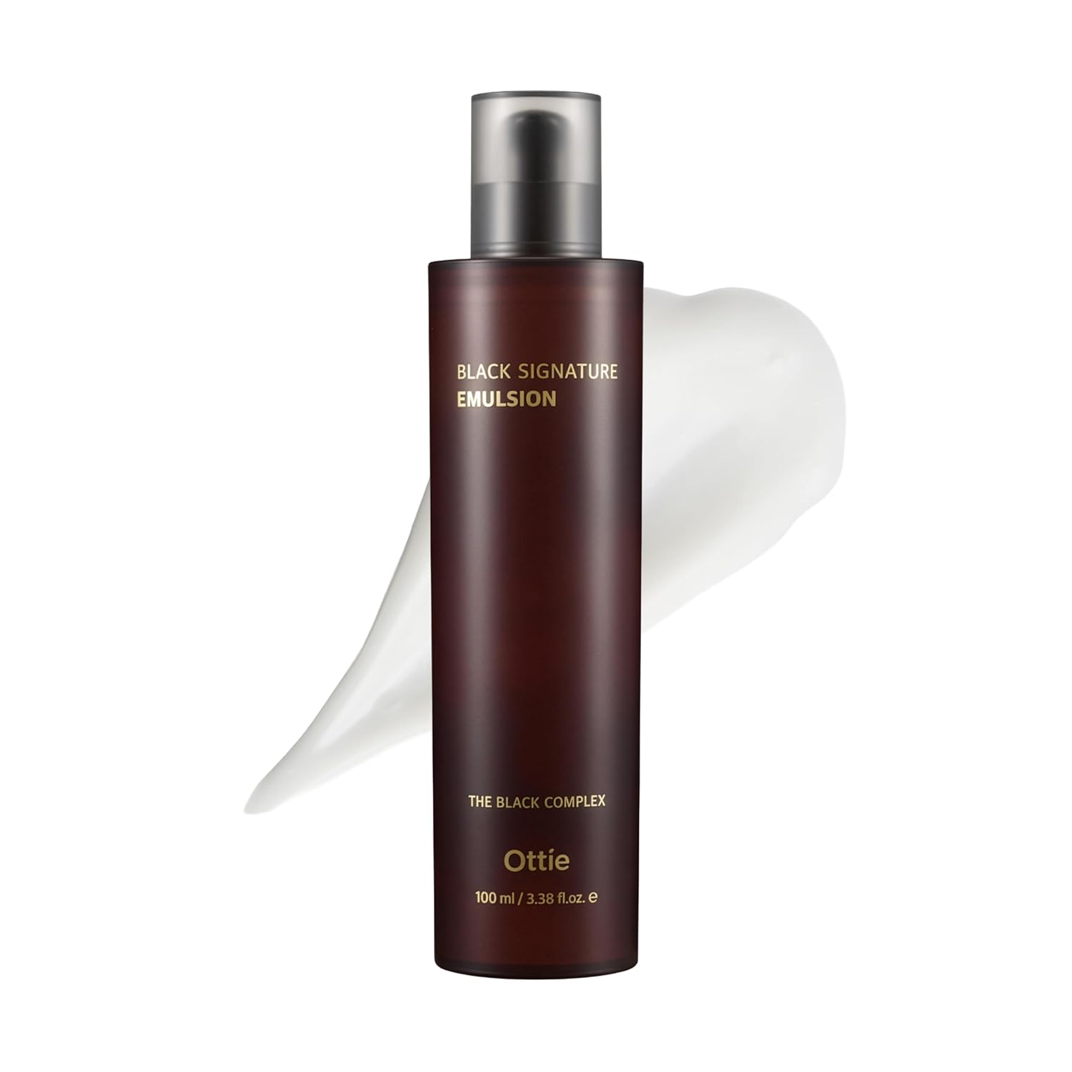 Ottie Black Signature Emulsion Hydrating Milky Face Lotion with Snail Mucin, Black Rice, Black Beans & Black Sesame, Lightweight Moisturizer for Smooth, Supple-Looking Skin, 100ml / 3.38 fl.oz