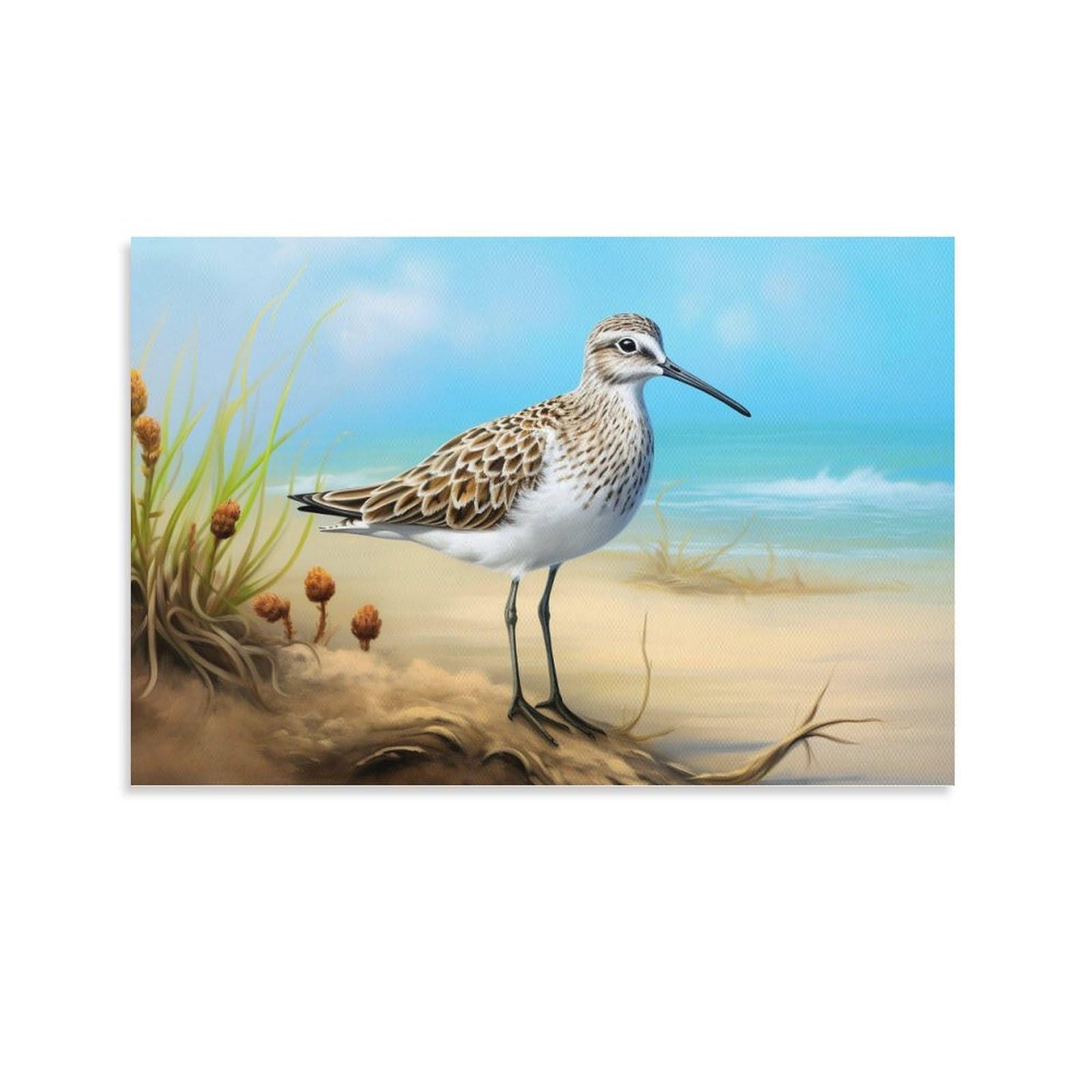 Quadro Su Tela AYAROS Con Uccelli Marini Oceanici - Stampa Artistica Vintage Per Arredo Parete