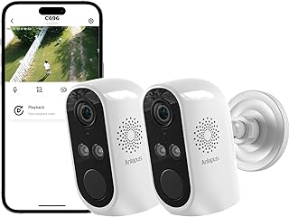 Anlapus 2er 3MP 2K WLAN Überwachungskamera Aussen & Innen, 2,4G WiFi 6, Person-/Fahrzeugerkennung, Spotlight, Plug-in Netzbetrieb für 24/7 Aufnahme