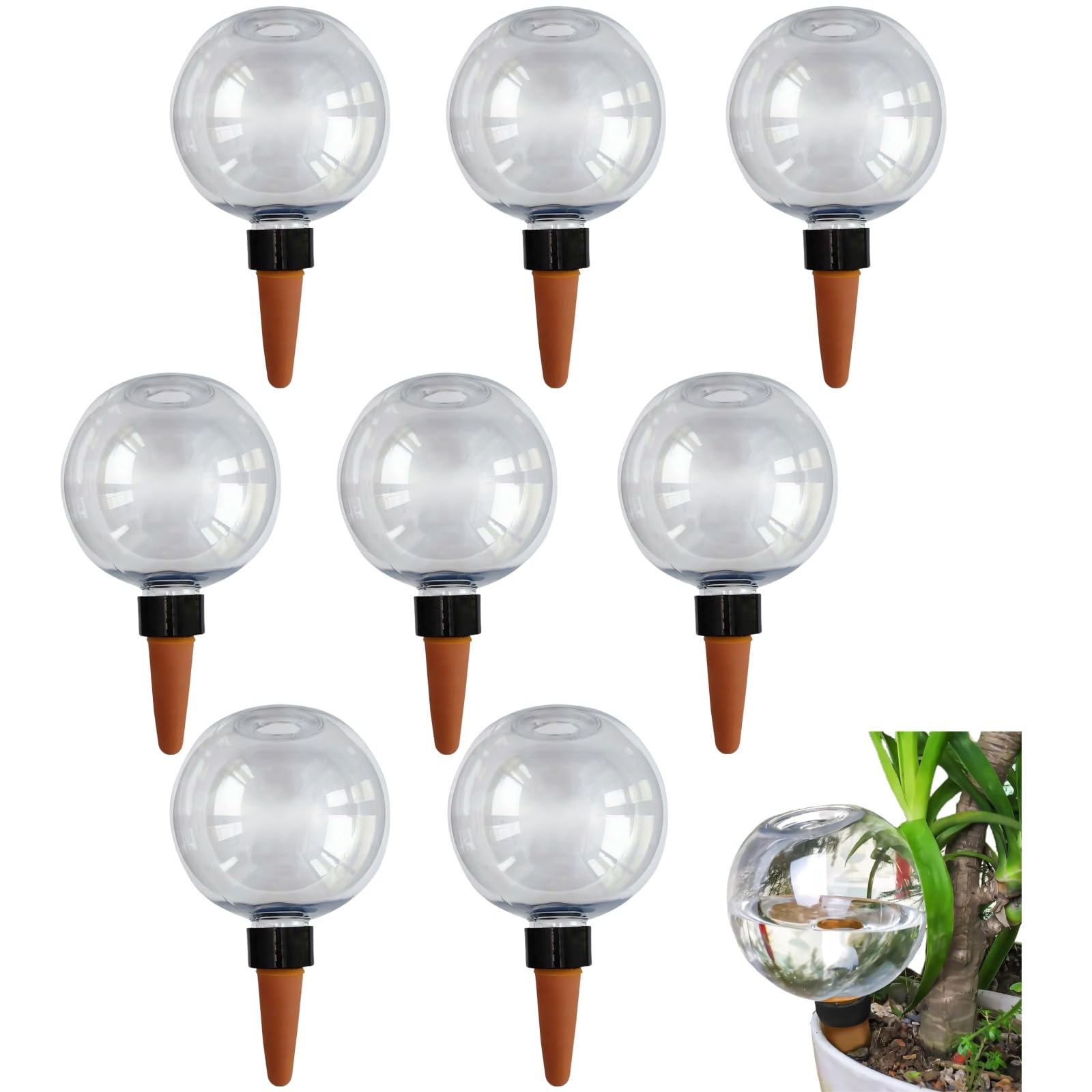 Generisch Bewässerungskugeln für Pflanzen 500ml (8 Stück), Wasserkugeln Für Pflanzen, Transparente Automatische Gießkugeln für Zimmerpflanzen, Balkon & Garten | Ideal für Urlaub, Büro & Alltag