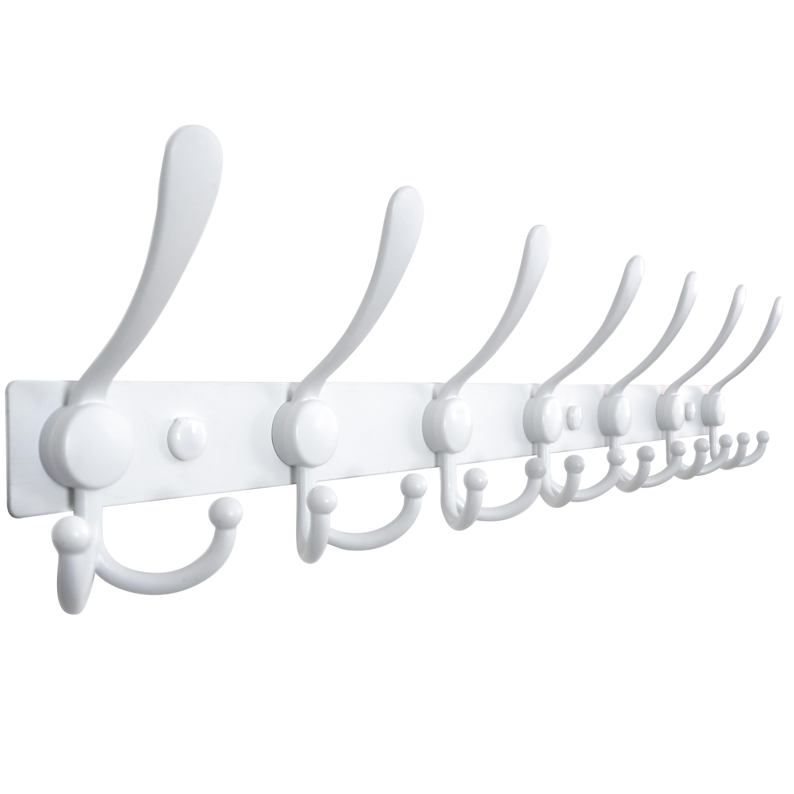 HONSKY Coat Rack Wall Mounted,Metal,21 Hanging Points,58cm,Matt White