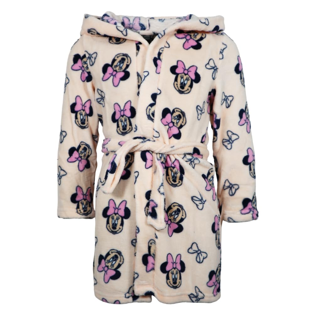 Disney Minnie Maus Kinder Mädchen Fleece Bademantel mit Kapuze Gr. 98-128 | Weicher Polyester