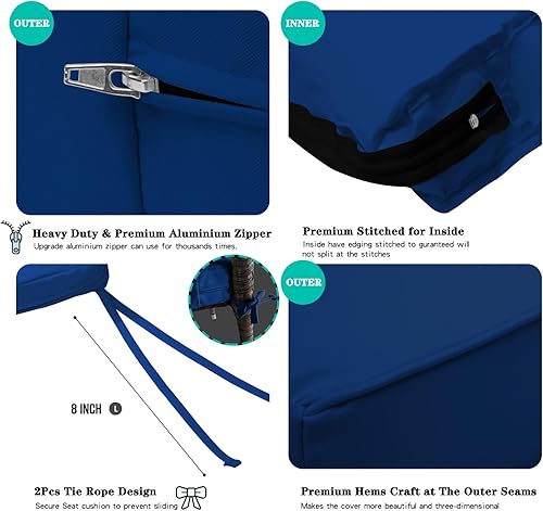 Miniatura 3 de ClawsCover Paquete de 3 fundas de repuesto para cojines de asiento para exteriores, para muebles de mimbre de ratán, juego de conversación de patio,