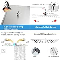 Vista 138 de NearMoon - Cabezal de regadera grande de acero inoxidable cuadrado de lujo en cascada, para instalar en el techo o la pared