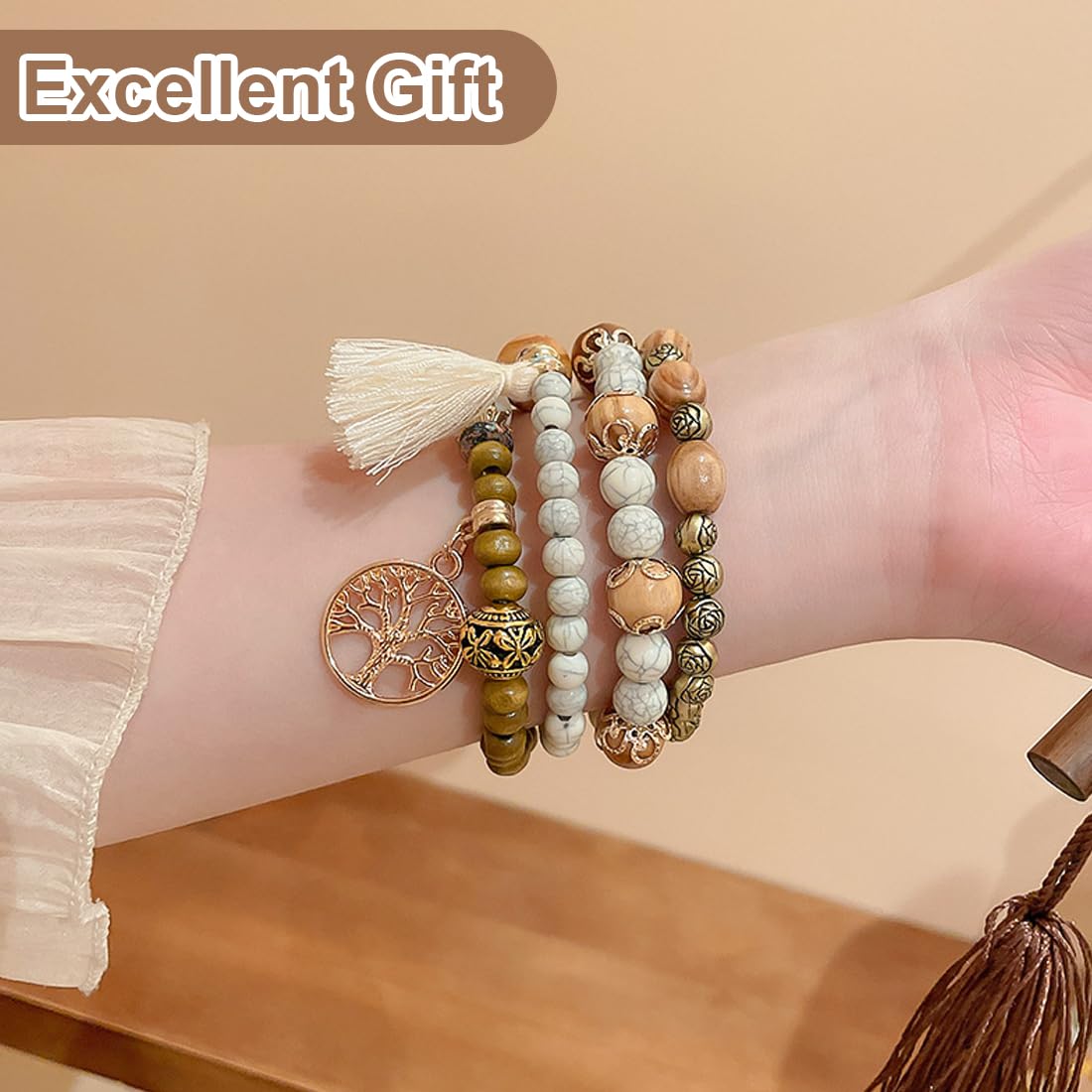Braccialetti Con Perline Con Ciondoli In Va Di Albero In Stile
