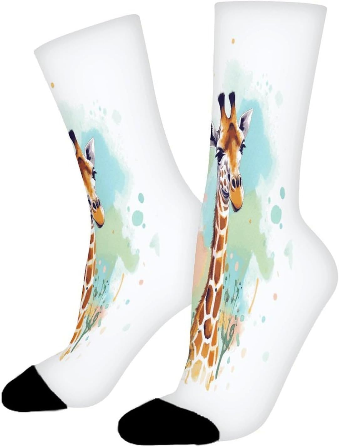 Giraffe Art Illustration Crew Sock High Stocking Grippy Socks | Socks for Men & Women,Stockings-Long Thin Tube Sports, Breathable Soft Athletic for Nurses,Travel