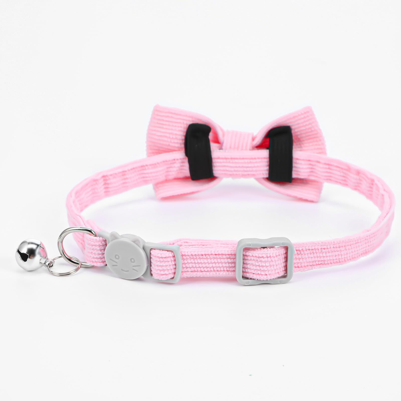 Katzenhalsband Aus Weichem Cord Mit Glocke & Fliege - Karomuster, Verstellbar & Sicher