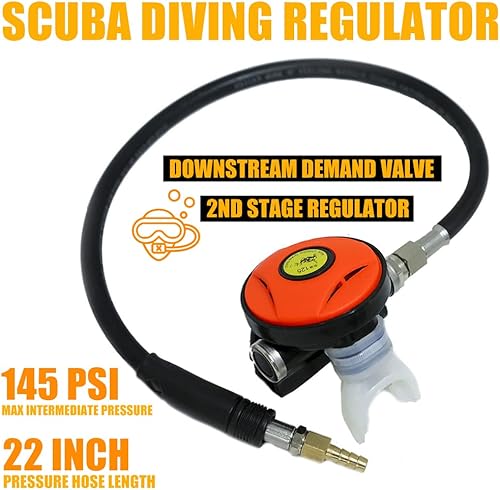 Miniatura 4 de HPDAVV Equipo de buceo 145PSI Regulador de Segunda Etapa de Buceo 22 y Manguera de Aire de PVC (50 pies, 100 pies) y Máscara de Buceo  Boquilla de