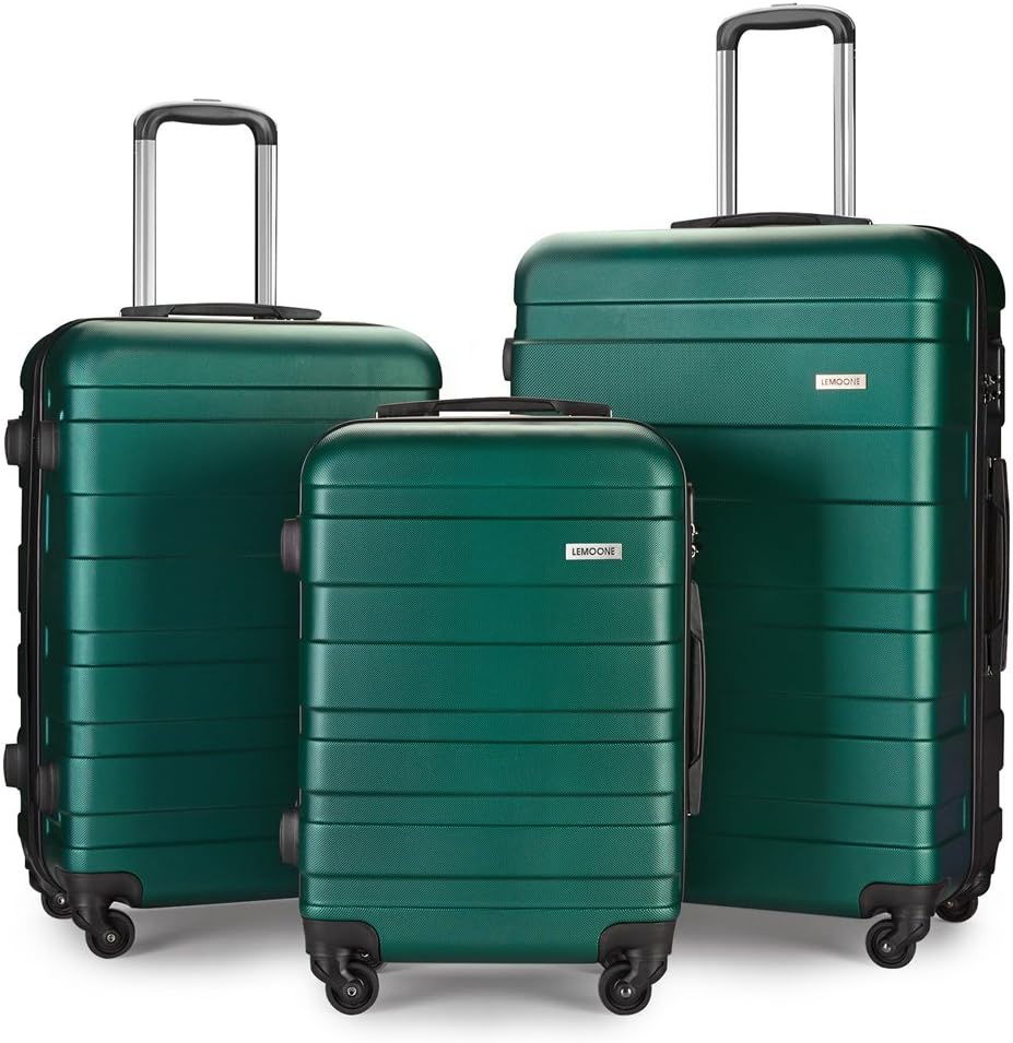 Luggage Set Spinner Hard Shell Suitcase Lightweight Carry On - 3 Piece (20" 24" 28") (GG4)