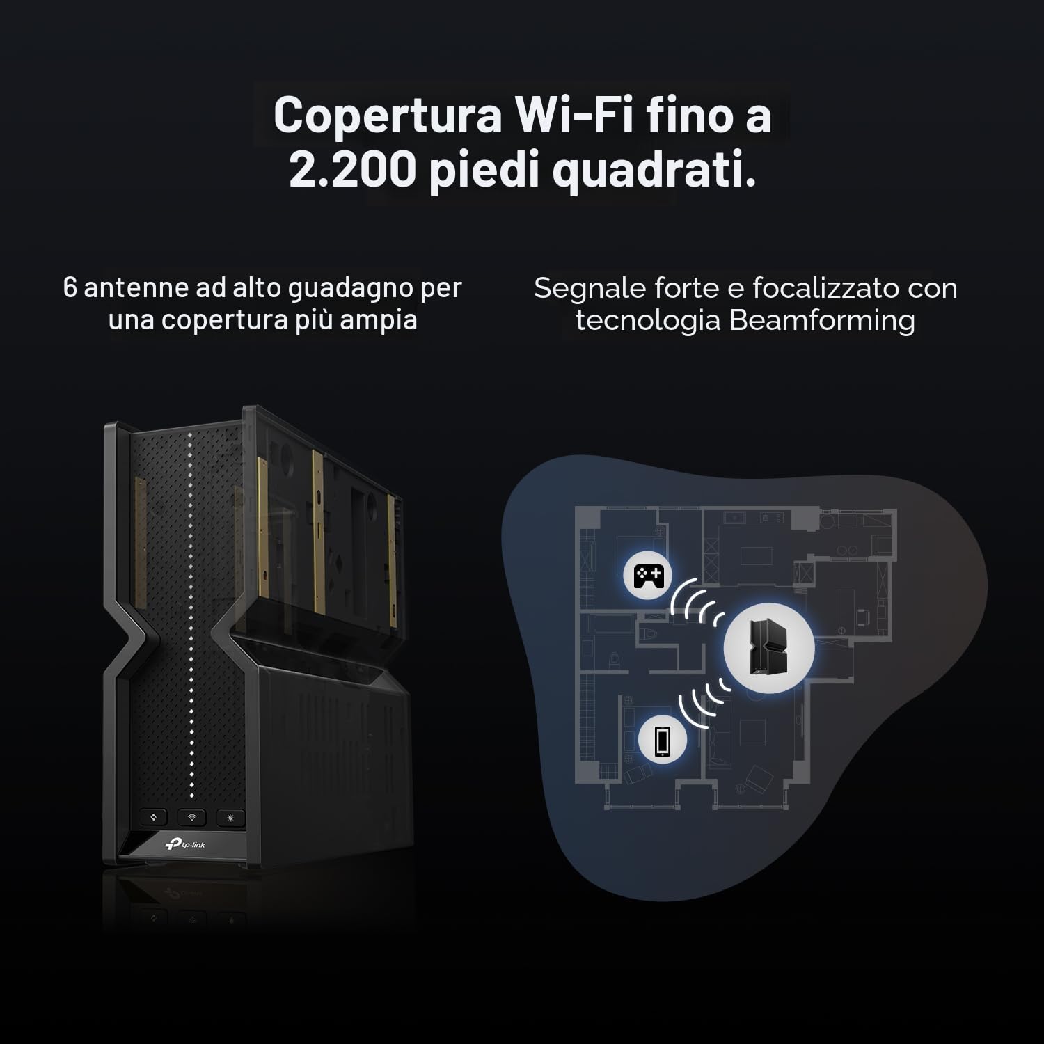 TP-Link Tri-Band BE15000 Wi-Fi 7 Router (Archer BE700) - 8 trasmissioni 15 Gbps, 1x10G, 1×2.5G, 3×1G Porte, USB 3.0, 6 antenne interne, VPN, EasyMesh, HomeShield, MLO, Supporto IoT privato.
