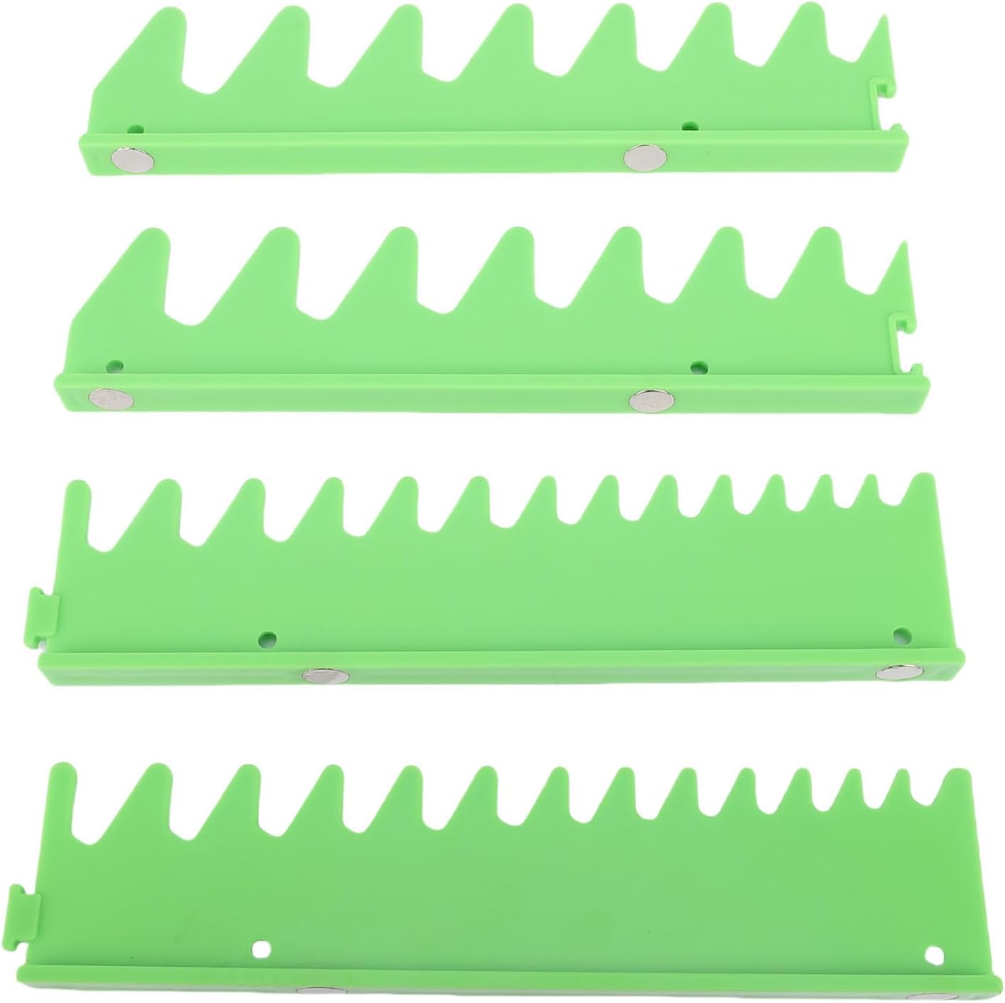 Magnetic Key Holder Rail Set, Plastic Tool Organiser for Toolbox, Stores 20 Wrenches, Garage Workshop Tool, Storage Accessories (Green)