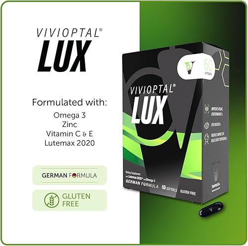 Miniatura 5 de Vivioptal Lux 60 cápsulas blandas, Omega 3, zinc y vitamina C y E, multivitamínico y multimineral, sin gluten, fórmula alemana