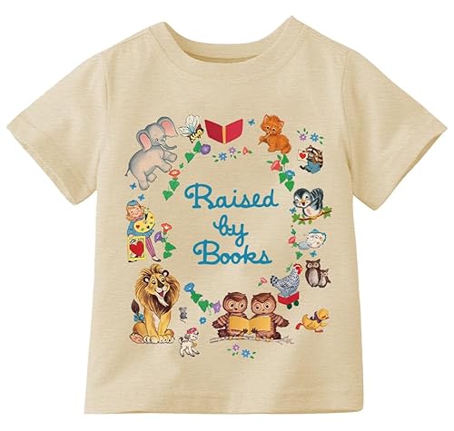 Book Shirts for Boys Girls Kids Toddler Reading T Shirts Short Sleeve Cute Children's Books Tee Funny Cartoon Image Tops Beige