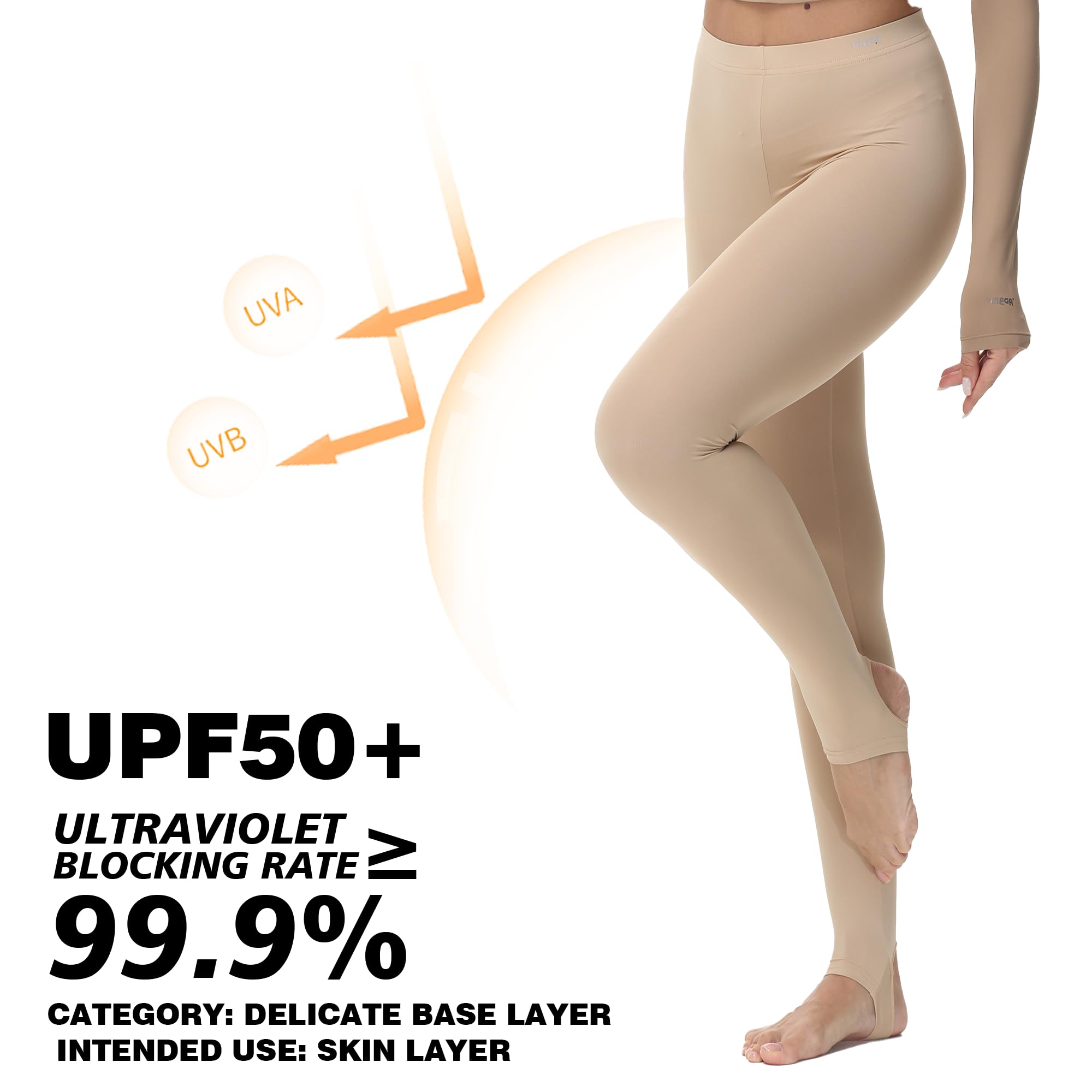 Kühlende Leggings für Damen, LSF 50+, UV-Sonnenschutz, Strumpfhose, ultradünne Seiden-Innenschicht, Kompressionsleggings
