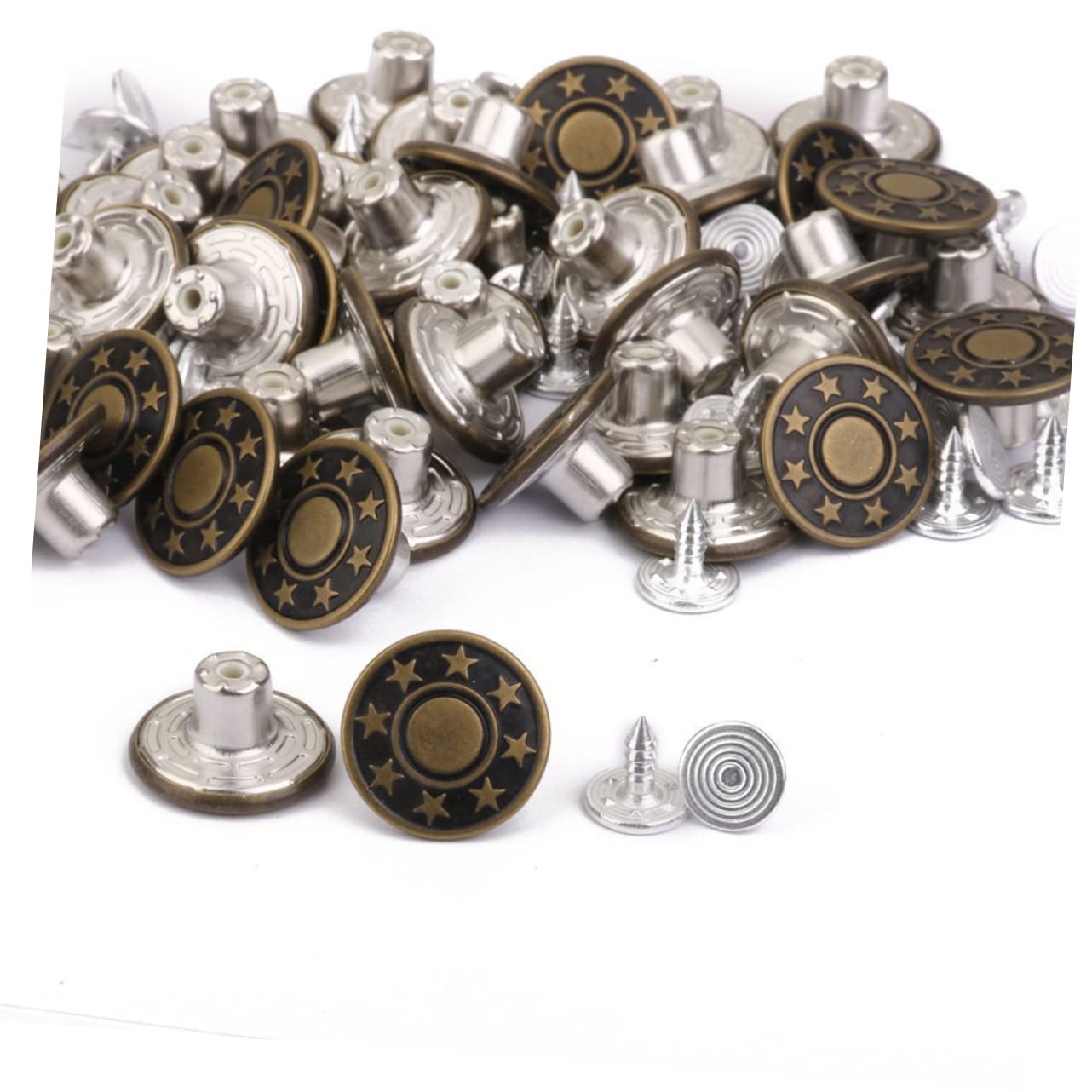 EXCEART 3 Set Da 17 Mm A Forma Di Stella Per Jeans Bottoni in Ottone Kit Di Fissaggio Verde Facili Da Installare Martello Per Lavori Di Cucito E Artigianato 50 Pezzi*3