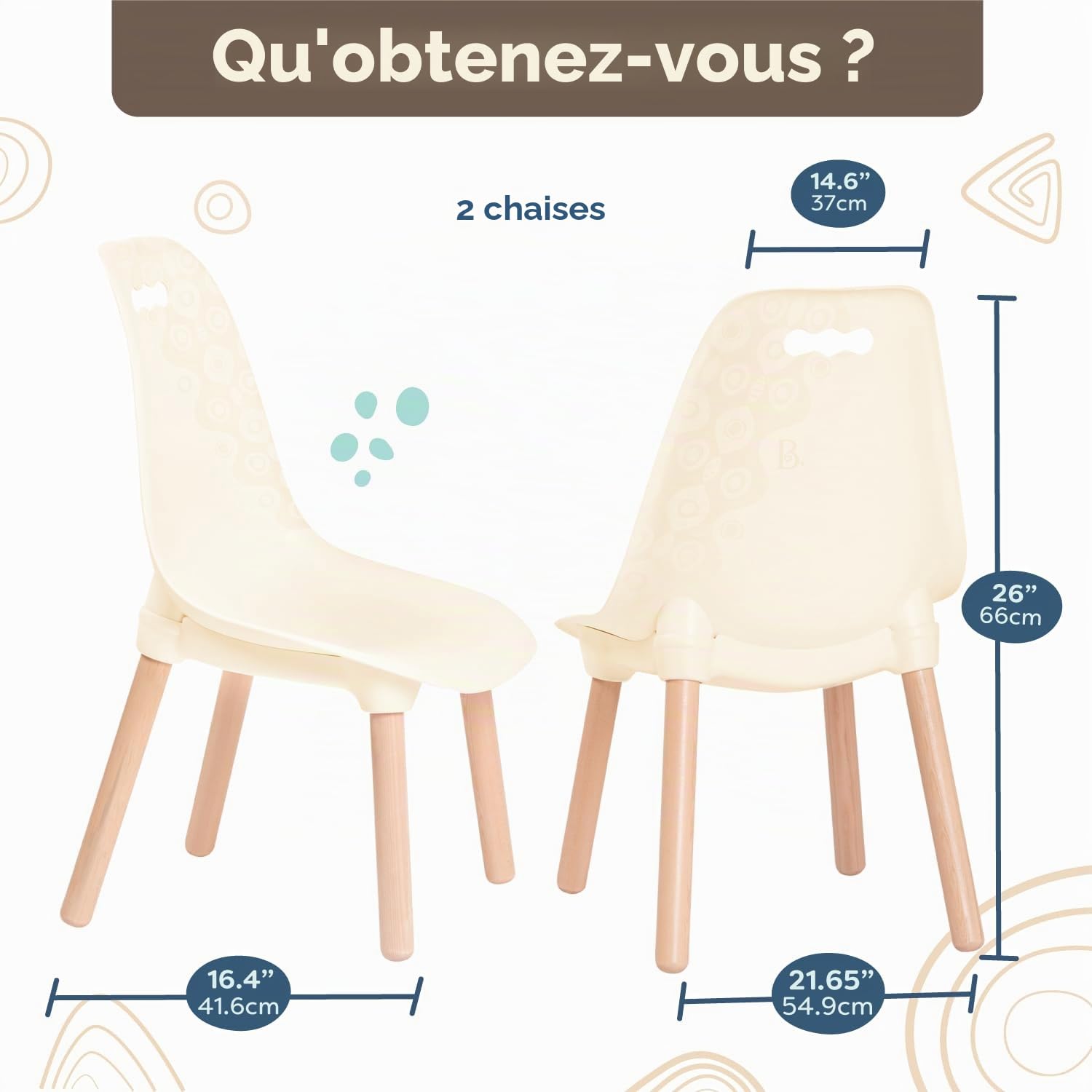 B. toys Kid Century Modern, chaises pour Enfants Ivoire