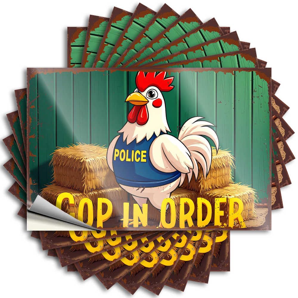 Cool, Tattoo Funny Bottle Quote Stickers, Cool No Residue Decals for Luggage | Drinking Party Favor Custom Chicken Cop in Order: Farm Fun with Law Enforcement Humor(12X18CM)