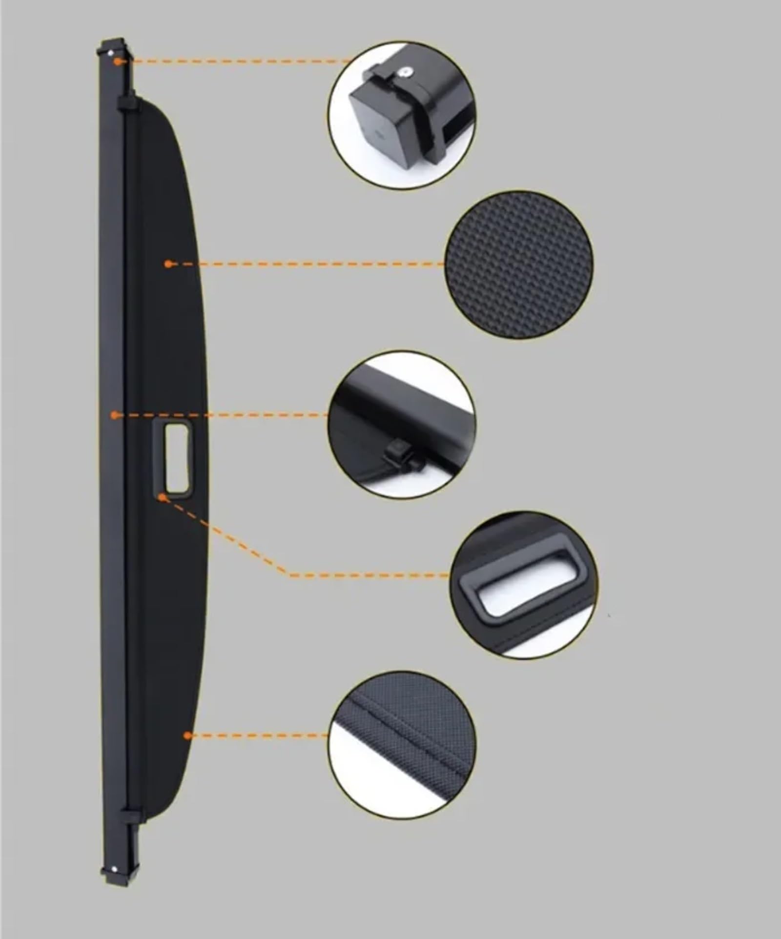 NATWEE Compatible con Hyundai para Santa Fe 2005 2006 2007 Decoración Interior del Coche Maletero Retráctil para Cubierta De Carga Cortina De Equipaje Trasero Retráctil Maletero(Black)