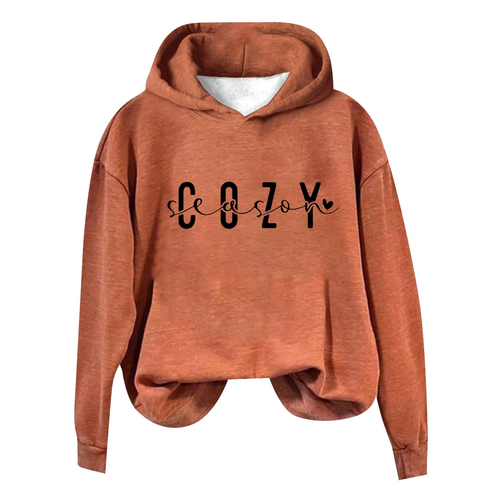 Cozy Season Hoodies for Women Letter Print Long Sleeve Hooded Sweatshirt Ladies Hoodie Oversized Y2K Letter