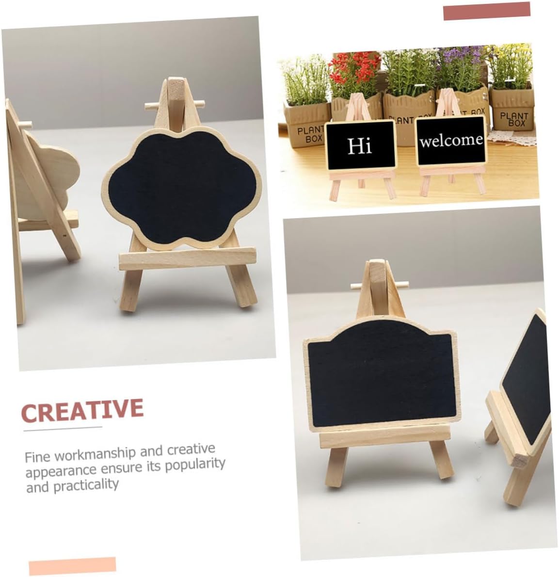 6pcs Small Blackboard Message Boards Set, Rectangular Wooden Chalkboards with Decorative Shapes for Home Décor, Multi-Function Desktop Menu and Party Food Label Signs