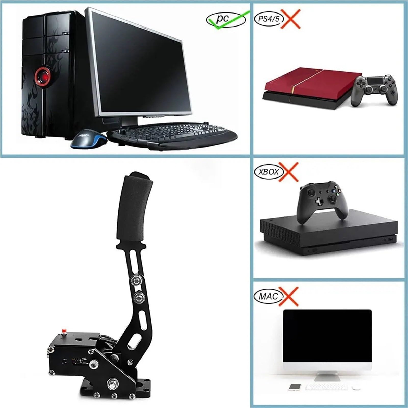Dźwignia Hamulca Ręcznego Samochodu Aluminiowy hamulec ręczny USB do SIM Racing Logitech G25/G27/G29 T500 FANATEC DIRT RALLY z płytą stałą i zaciskiem