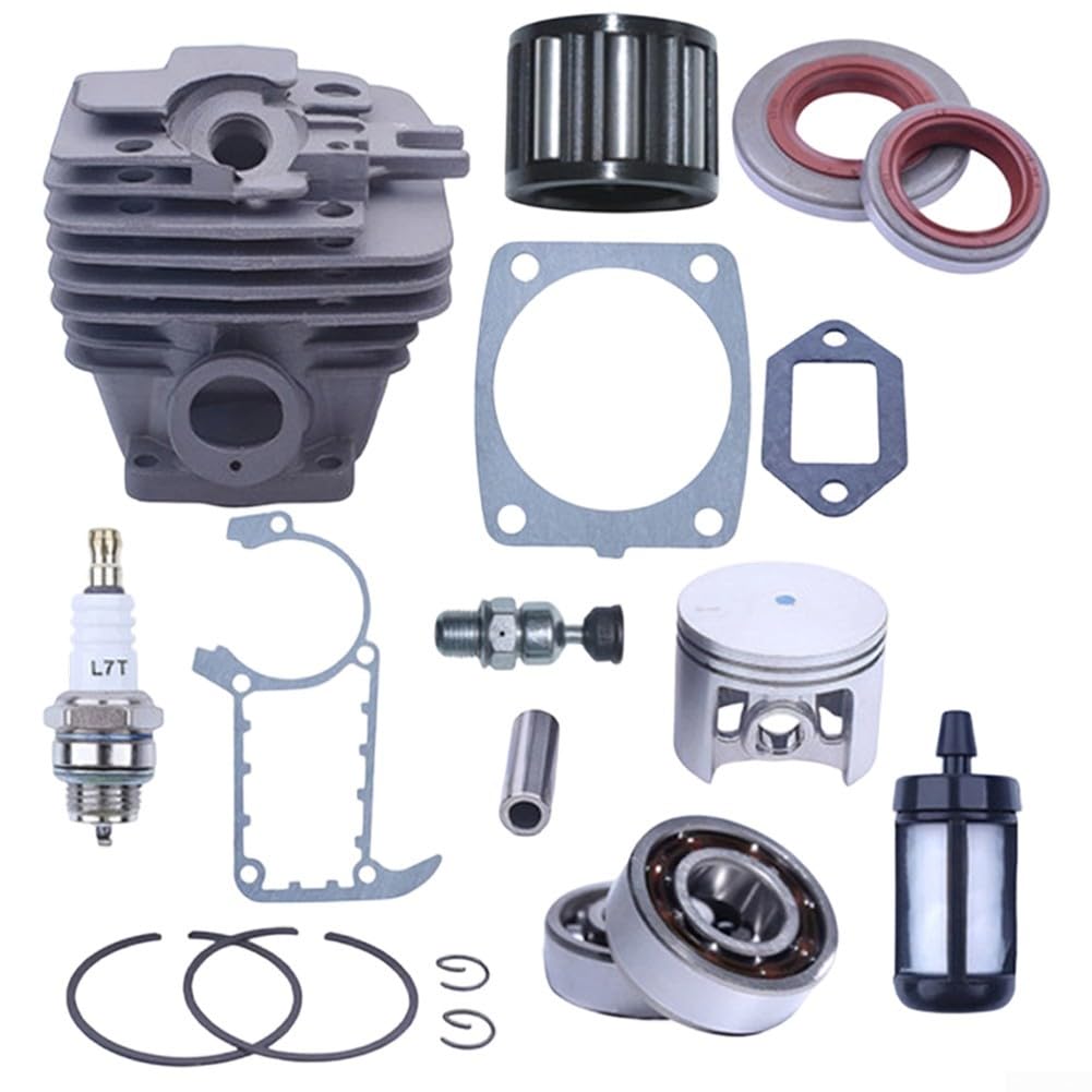 Kit de cilindro de motosierra Ms361 con 47 mm para rodamientos de pistón y sellos para tareas de corte resistentes, juego de piezas de repuesto de herramientas de jardín profesionales