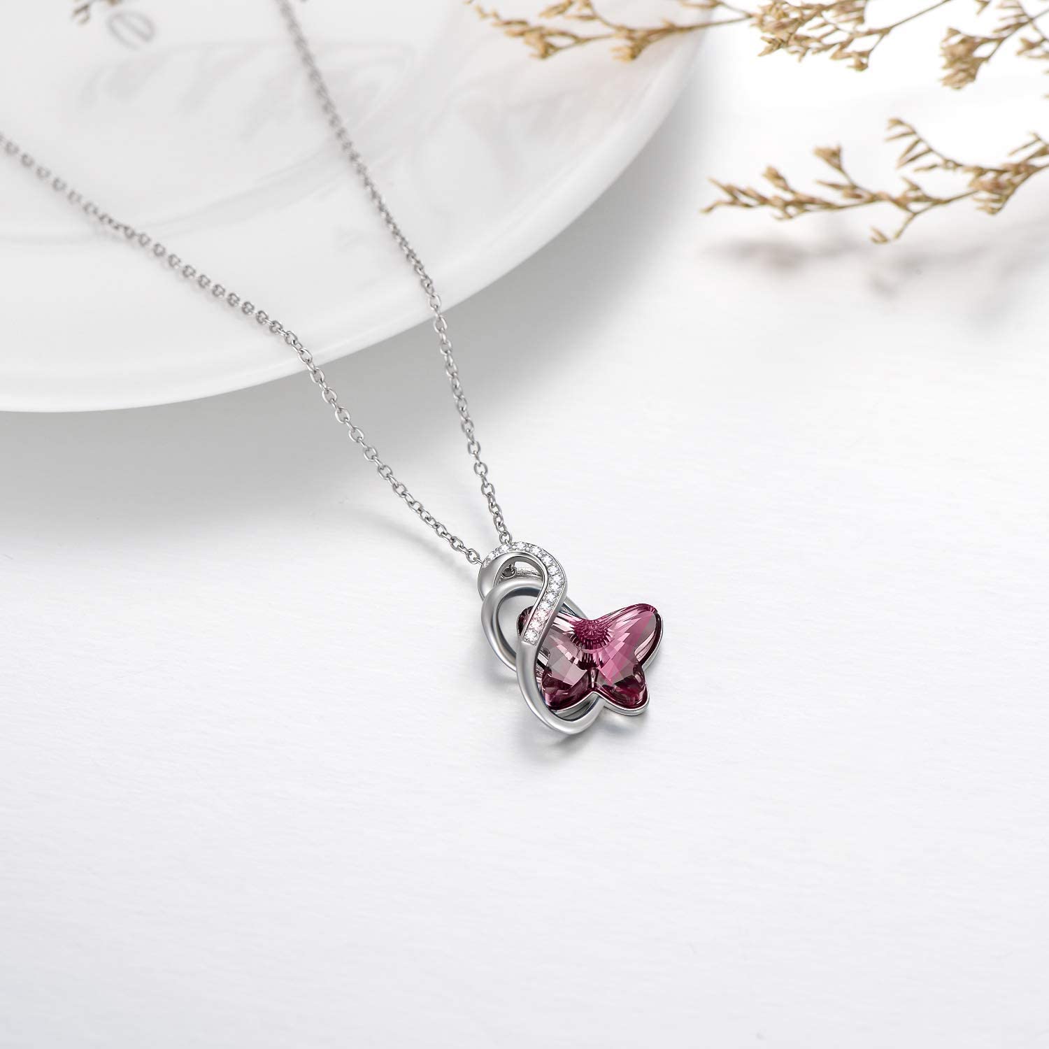 AOBOCO Collana da donna in argento Sterling con farfalle, idea regalo per donne, ragazze, mamma, fidanzata
