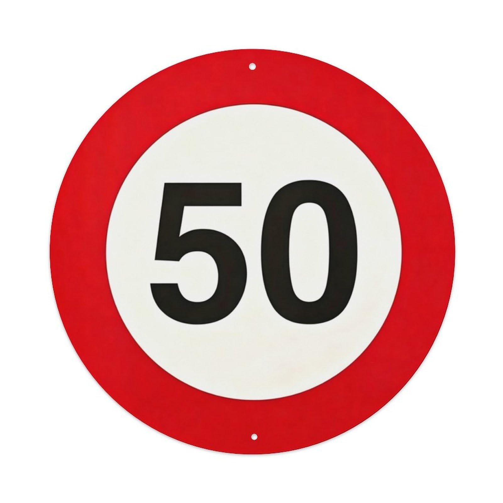 50 Speed Limit Vintage Traffic Caution Round Sign Vintage Aluminium Metal Sign, Retro Wall Decor for Home, Bar, Garage & Farmhouse 20x20cm