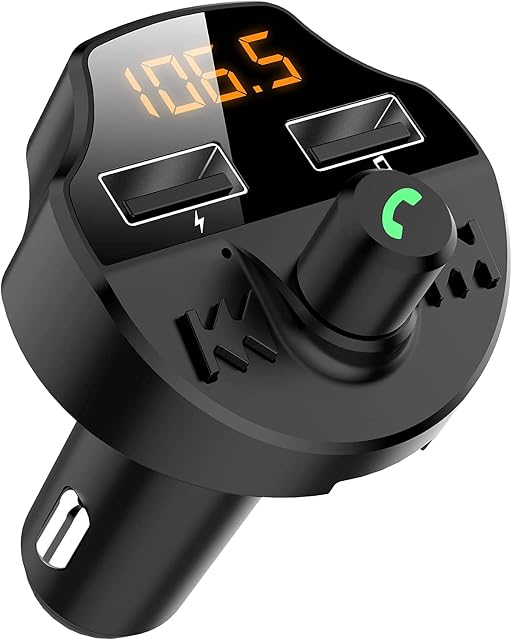 WSNDY Bluetooth 5.0 FM Transmitter, Car Radio Audio Adapter MP3 Player Handsfree Car Kit built-in MIC, Dual USB Charger 5V/3.1A, Music Player USB Drive, TF Card, Lossless Sound Quality (Black)