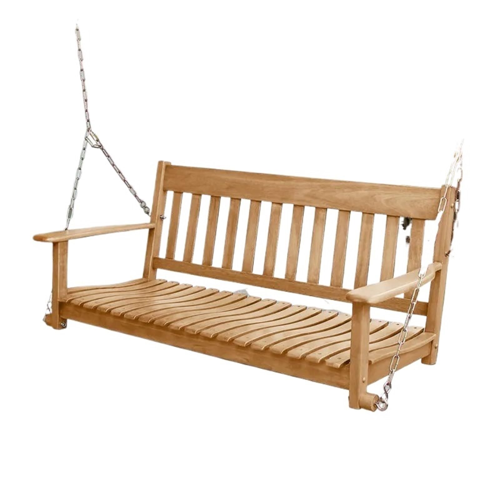 Wooden Swing Bench Outdoor Swing Chair Solid Wood Deep Contoured Seat Strong Capacity Sets Playground