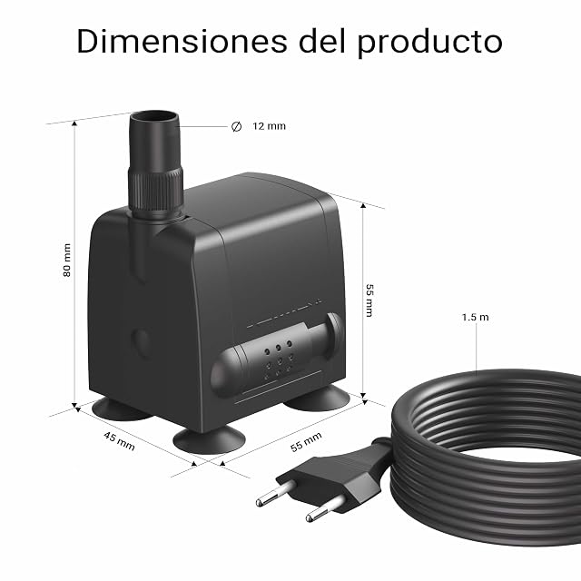 Foto 3 de 8 de SunSun JP-033 Bomba de acuario 600l/h 8W pequeña para mini acuario 25L bomba de agua compacta para nano…
