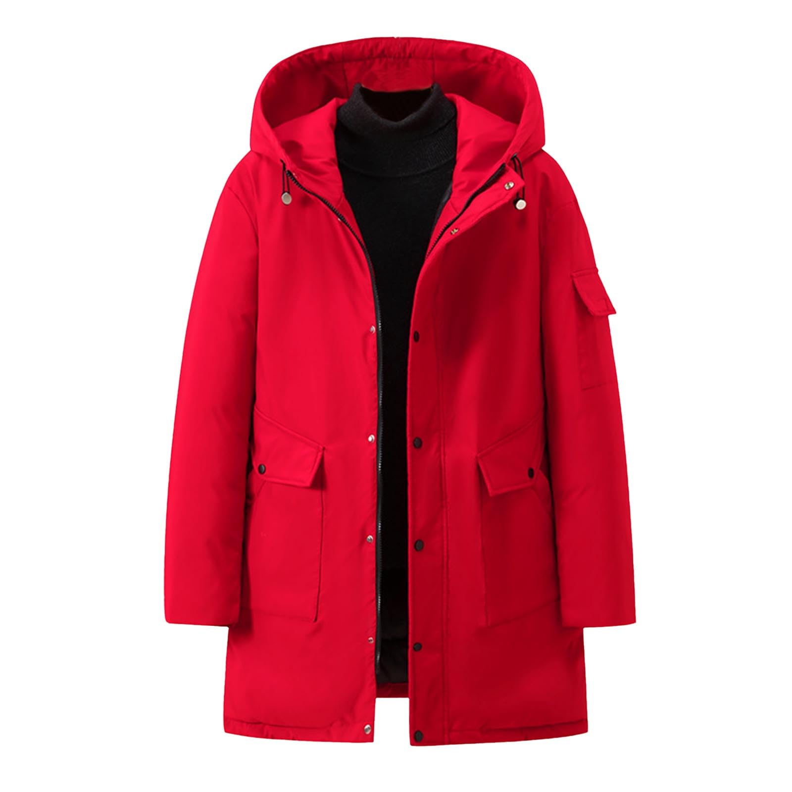 Mens Winter Coat Heavyweight Long Sleeve Hooded Jacket Puffer Full Zipper Down Hoodie Winter Warm Thick Outerwear