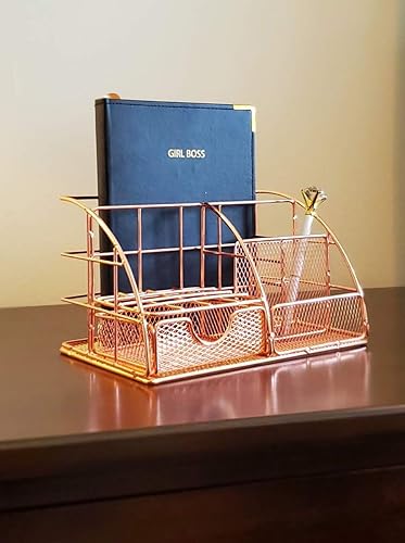 Miniatura 2 de Organizador de escritorio de oro rosa, suministros de oficina, suministros de oficina para mujeres, accesorios de escritorio para mujer, accesorios