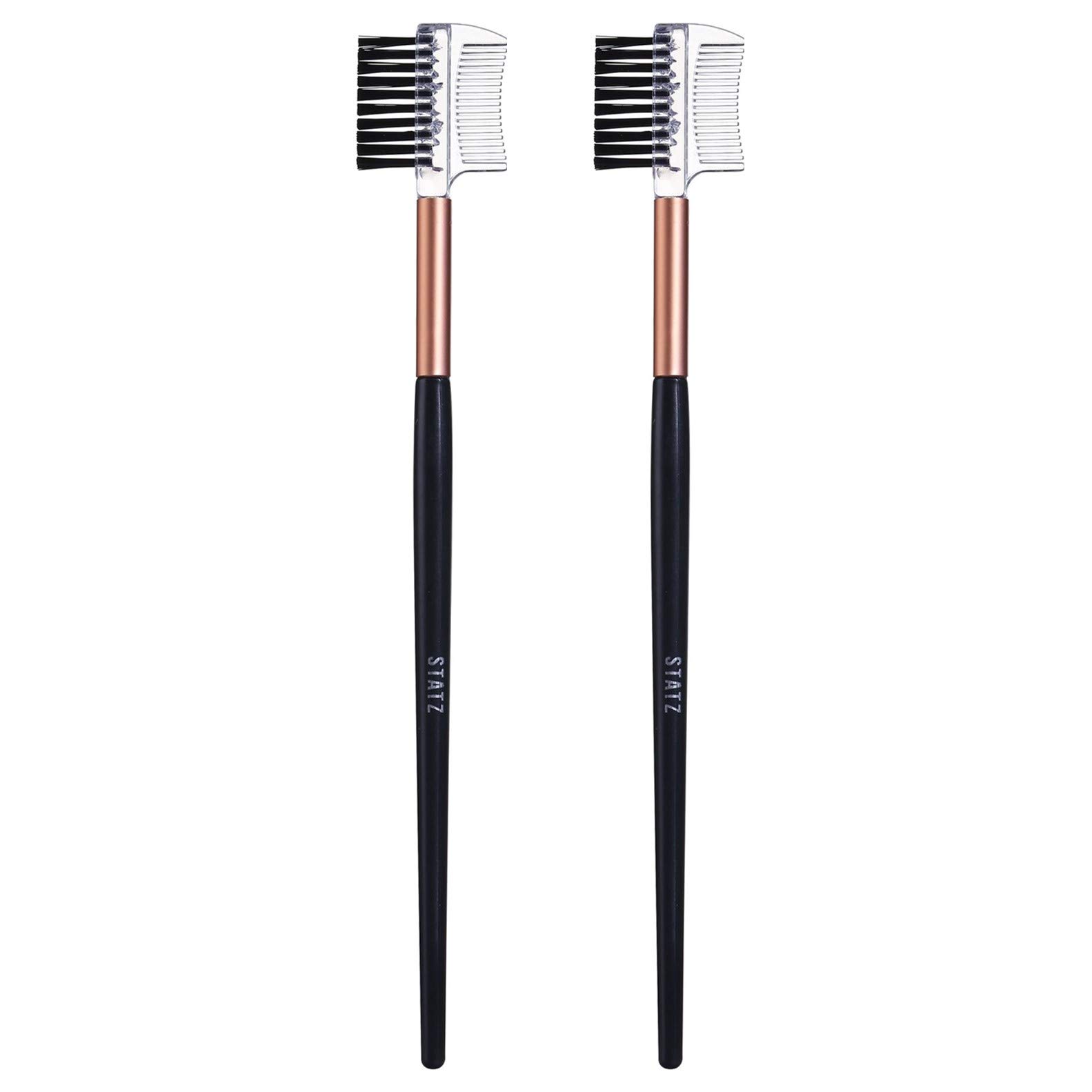 GS Gary Statz pro grooming tools Ergonomic Professional 2 in 1 EyeBrow Brush - Combo Pack of 2
