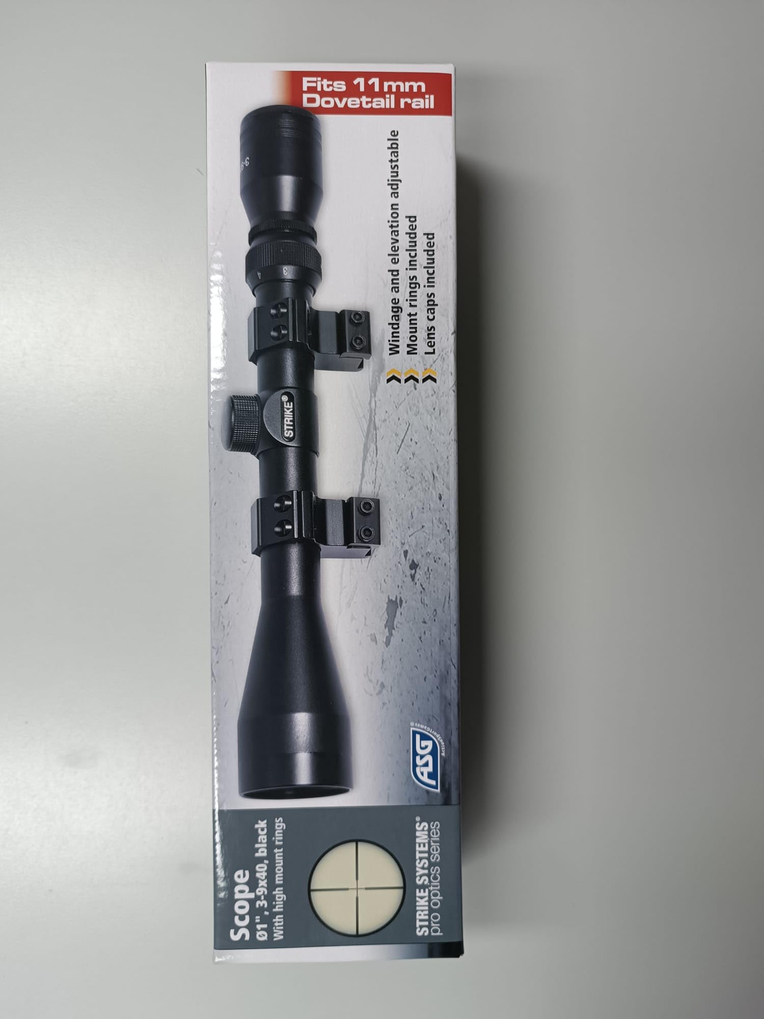 Visor ASG Strike Systems 3-9X40 IR | Mira Deportiva con retícula iluminada para escopetas, Rifles, carabinas y Pistolas de Aire comprimido (balines).