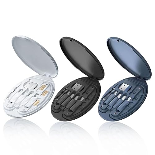 JUSGTPS Camysee - Funda para cable 9 en 1 caja de almacenamiento de conversión de cable adaptador USB 60 W carga rápida USB tipo C micro cable