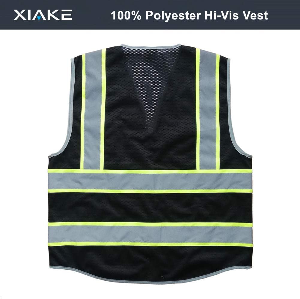 XIAKE 4 Pockets High Visibility Reflective Safety Vest Mesh Lite Zipper Front, Meets ANSI/ISEA Standards - Image 2